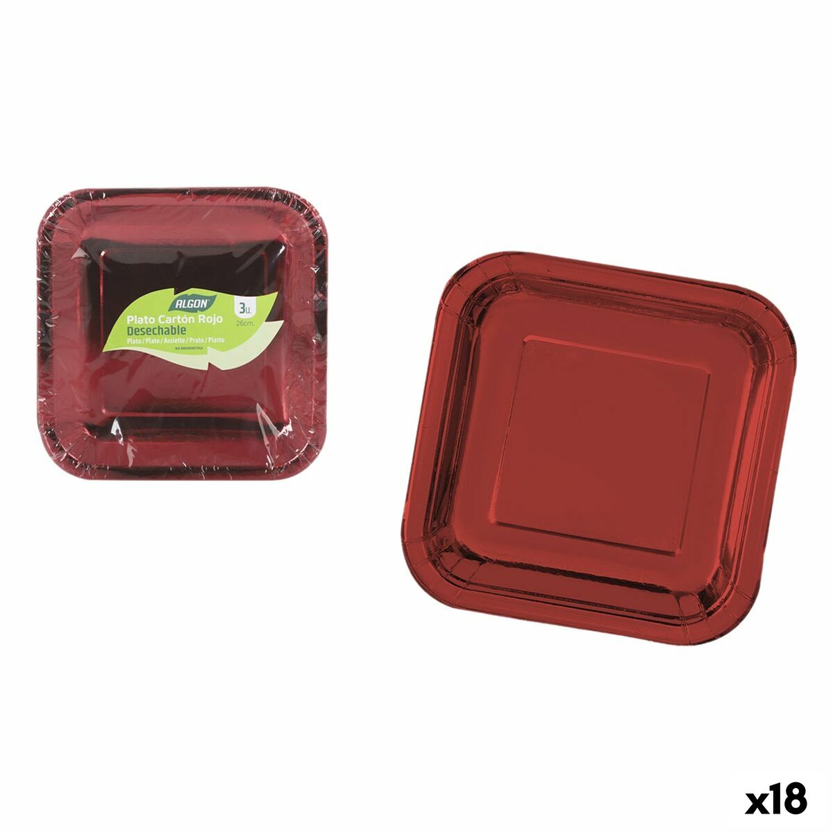 Set de Platos Algon Rojo 26 cm 3 Piezas (18 Unidades)