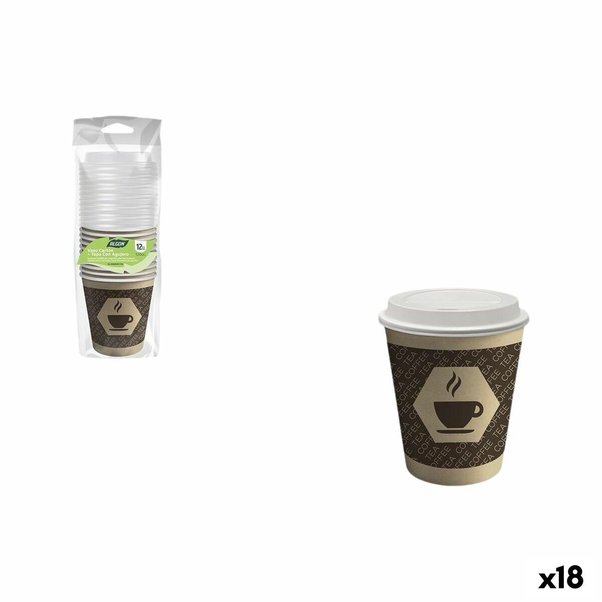 Set de Vasos Algon Marrón 120 ml 12 Piezas (18 Unidades)