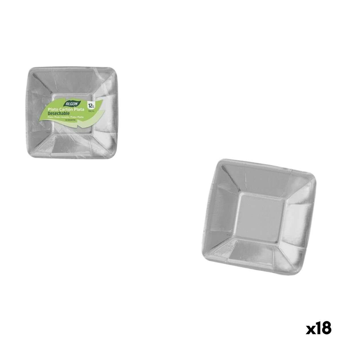 Set de Platos Algon Plateado 18 cm 12 Piezas (18 Unidades)
