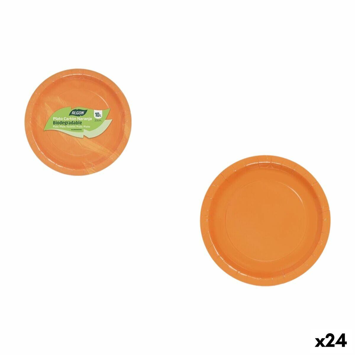 Set de Platos Algon Naranja 20 cm 10 Piezas (24 Unidades)