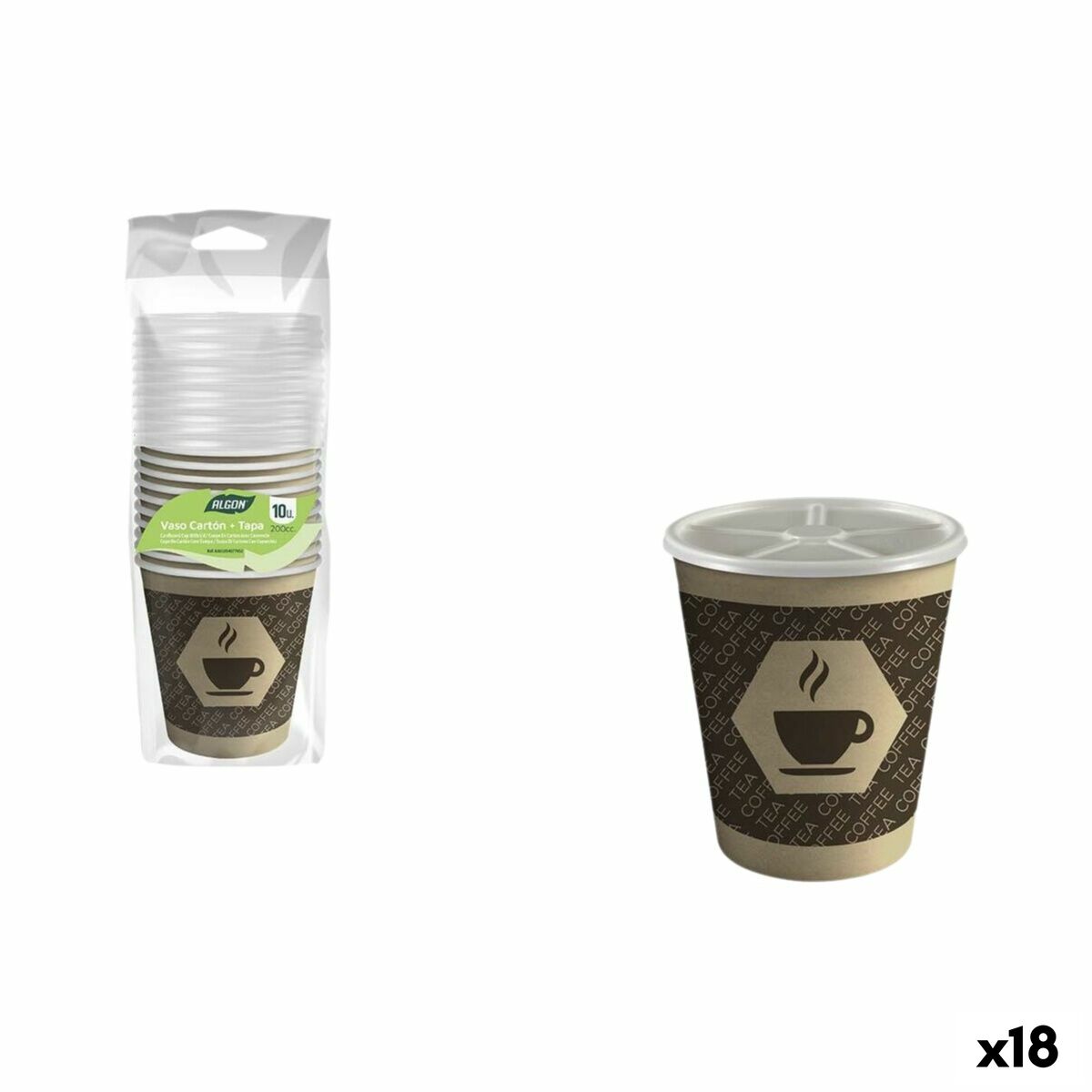 Set de Vasos Algon Marrón 200 ml 10 Piezas (18 Unidades)