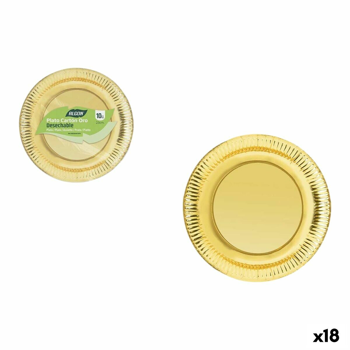 Set de Platos Algon Dorado 23 cm 10 Piezas (18 Unidades)