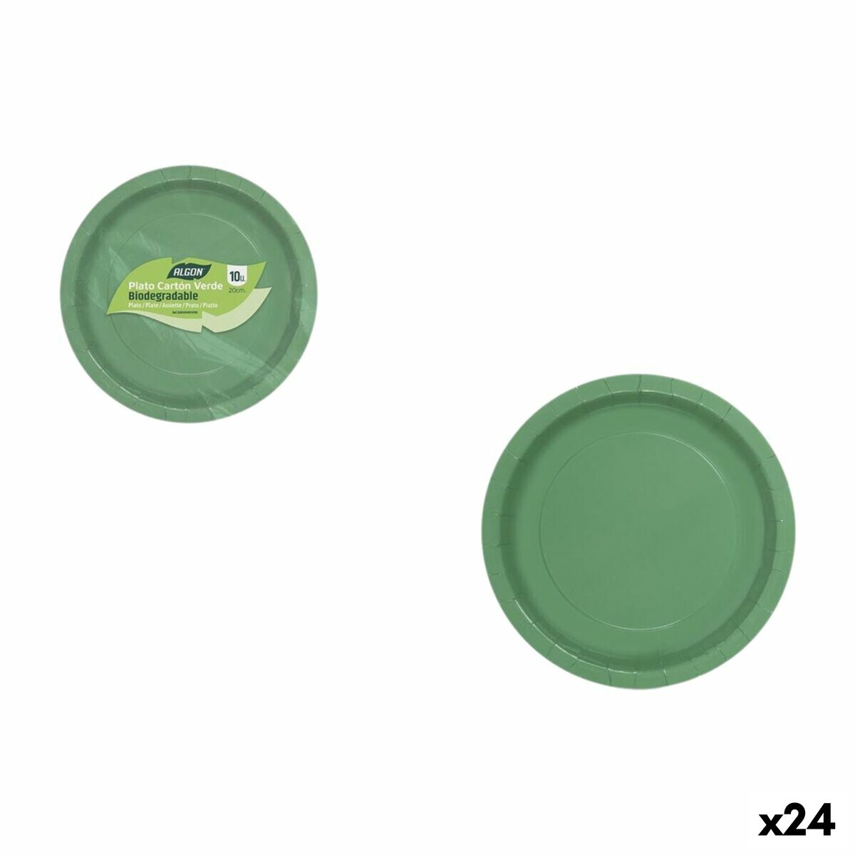 Set de Platos Algon Verde 20 cm 10 Piezas (24 Unidades)