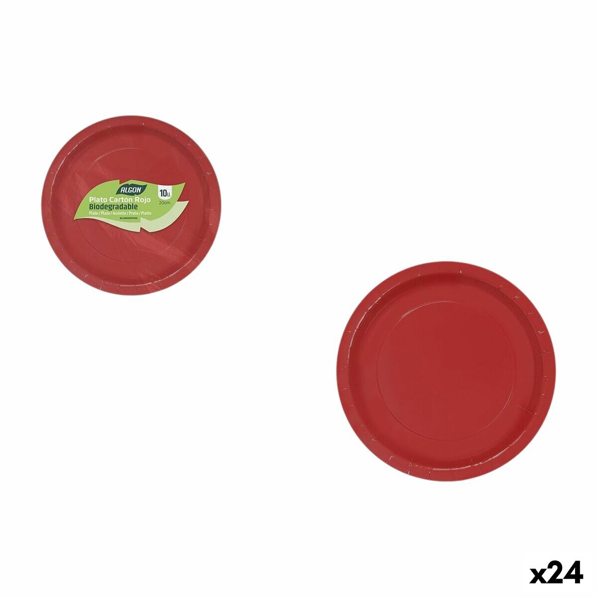 Set de Platos Algon Rojo 20 cm 10 Piezas (24 Unidades)