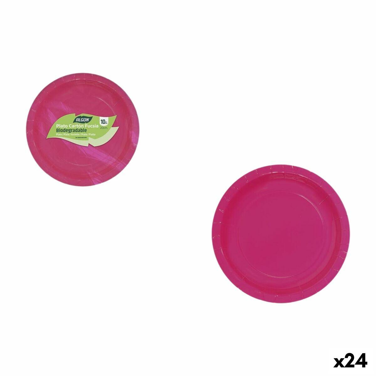 Set de Platos Algon Fucsia 20 cm 10 Piezas (24 Unidades)