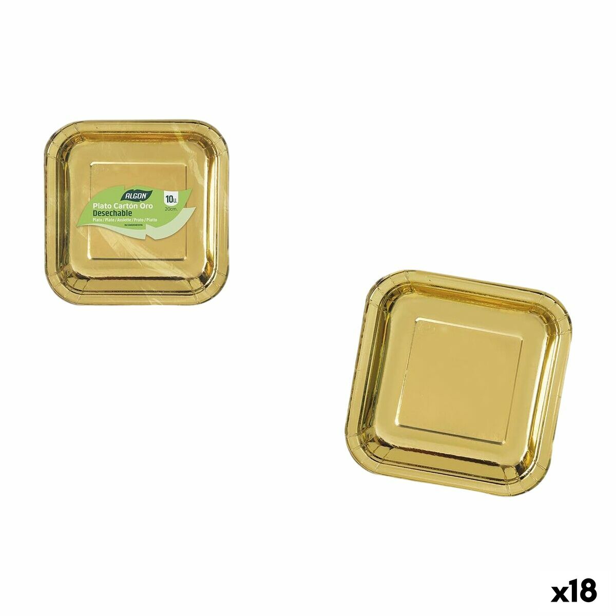 Set de Platos Algon Dorado 20 cm 10 Piezas (18 Unidades)