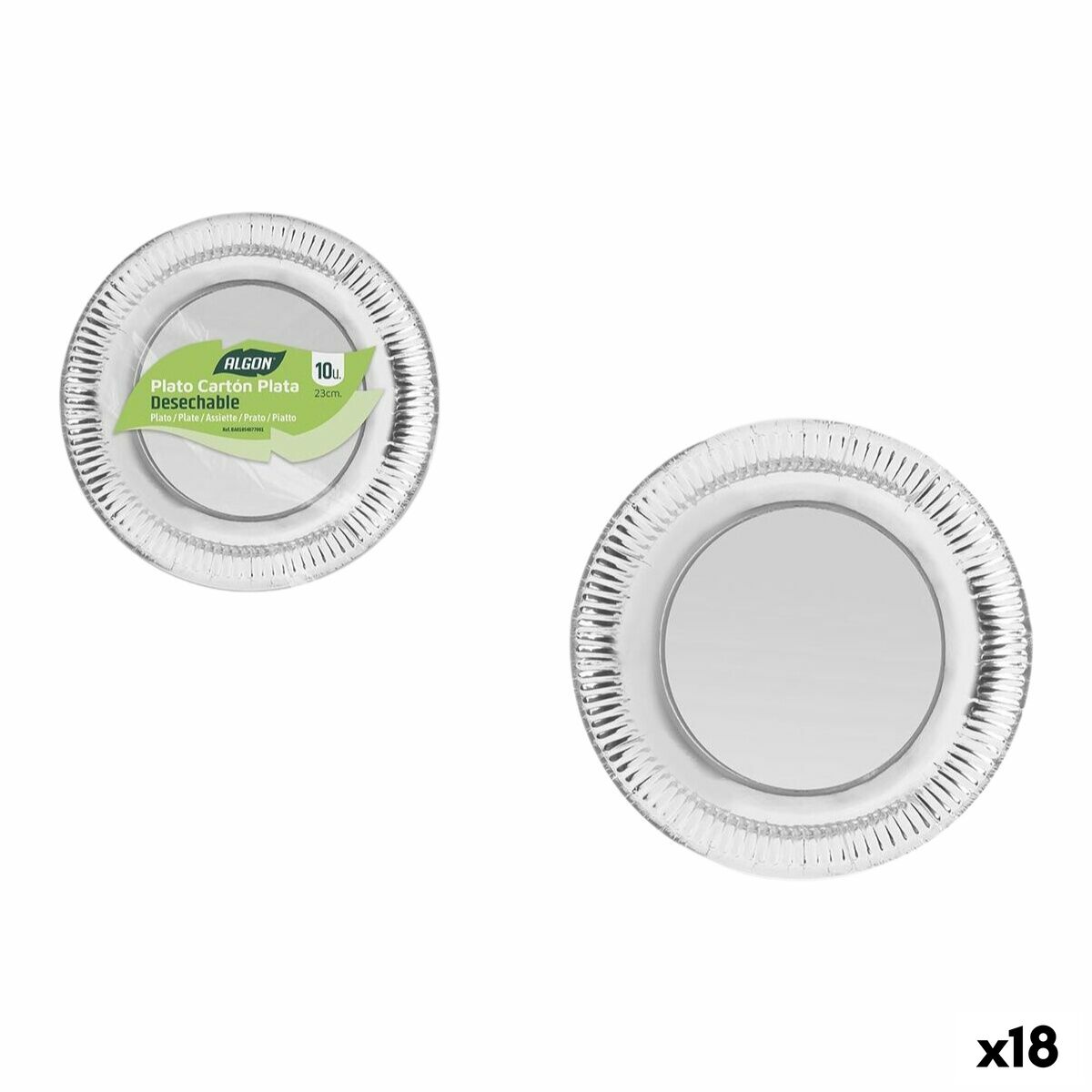 Set de Platos Algon Plateado 23 cm 10 Piezas (18 Unidades)