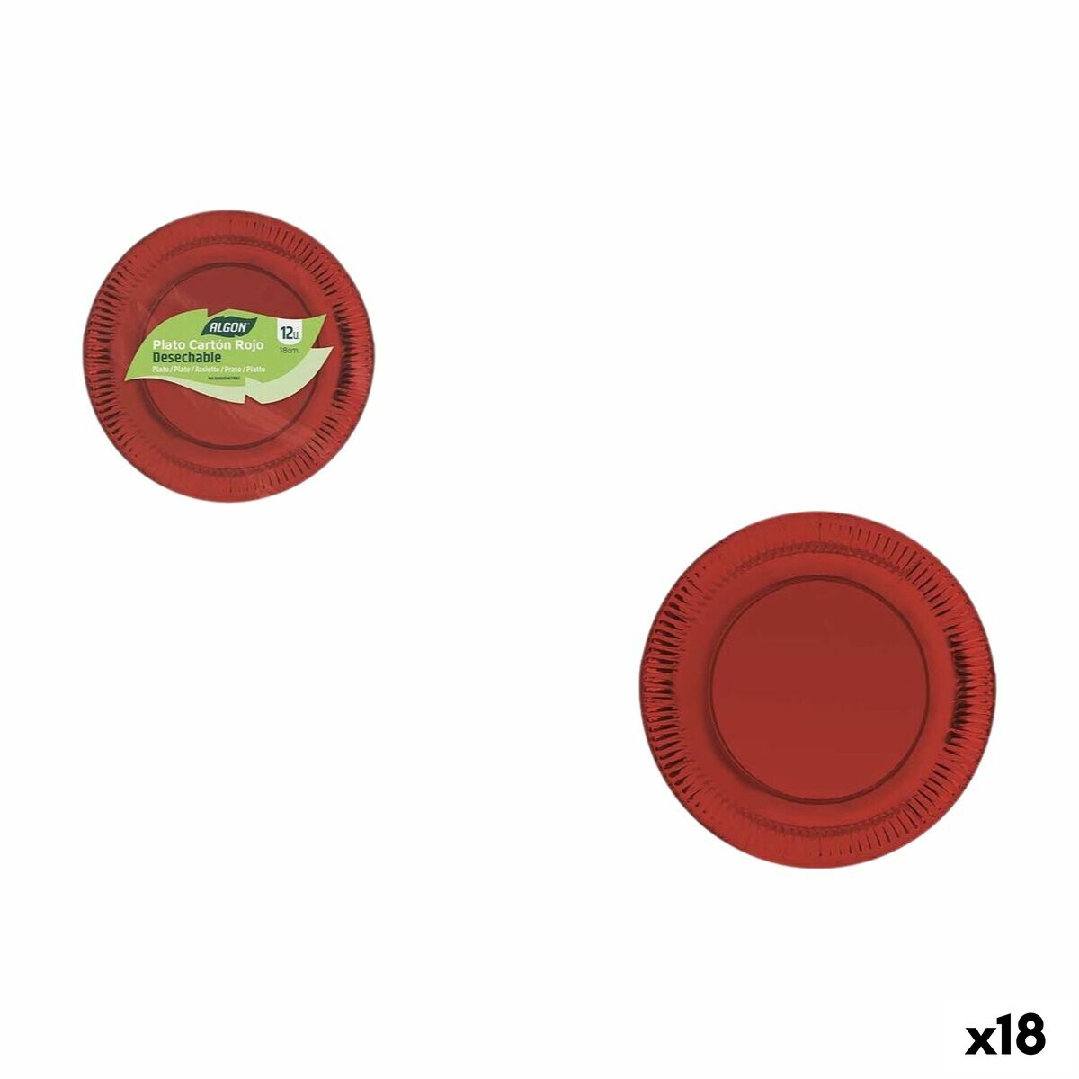 Set de Platos Algon Rojo 18 cm 12 Piezas (18 Unidades)