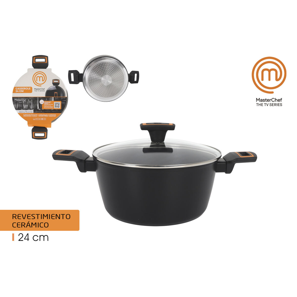 Cacerola Con Tapa MasterChef 24 cm 2,5 mm (4 Unidades)