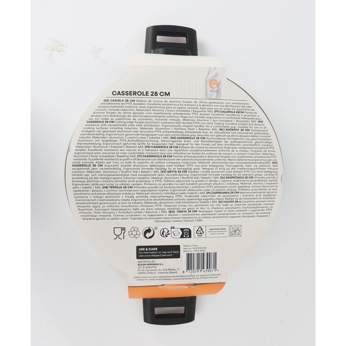 Cacerola Con Tapa MasterChef 28 cm 2,5 mm (4 Unidades)