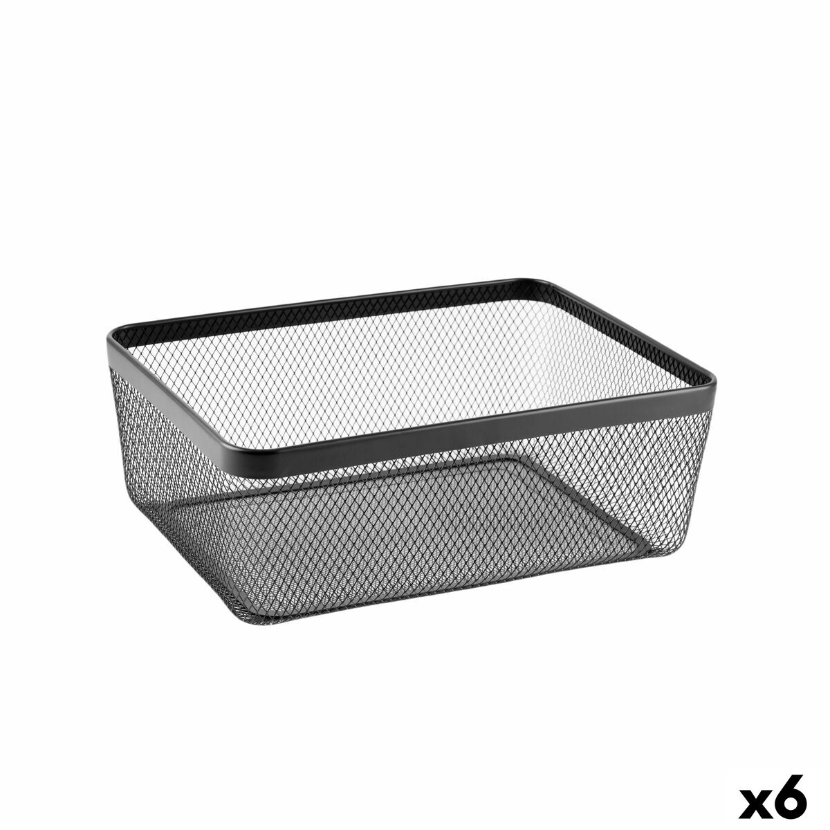 Cesta Multiusos Confortime Negro Metal 30,5 x 40,5 x 15,2 cm (6 Unidades)