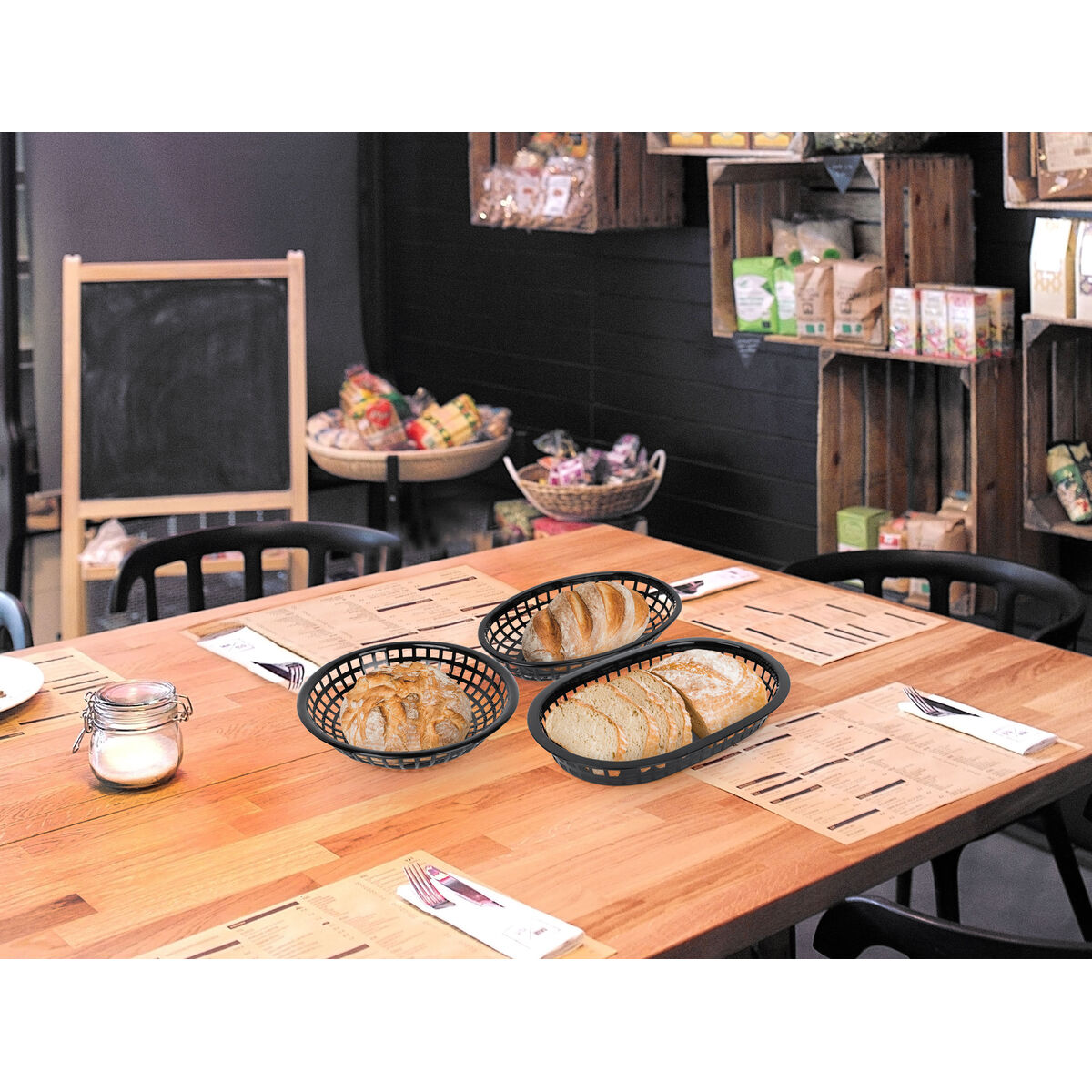 Cesta para el Pan Negro Plástico Redonda 19,6 x 19,6 x 4,6 cm (24 Unidades)
