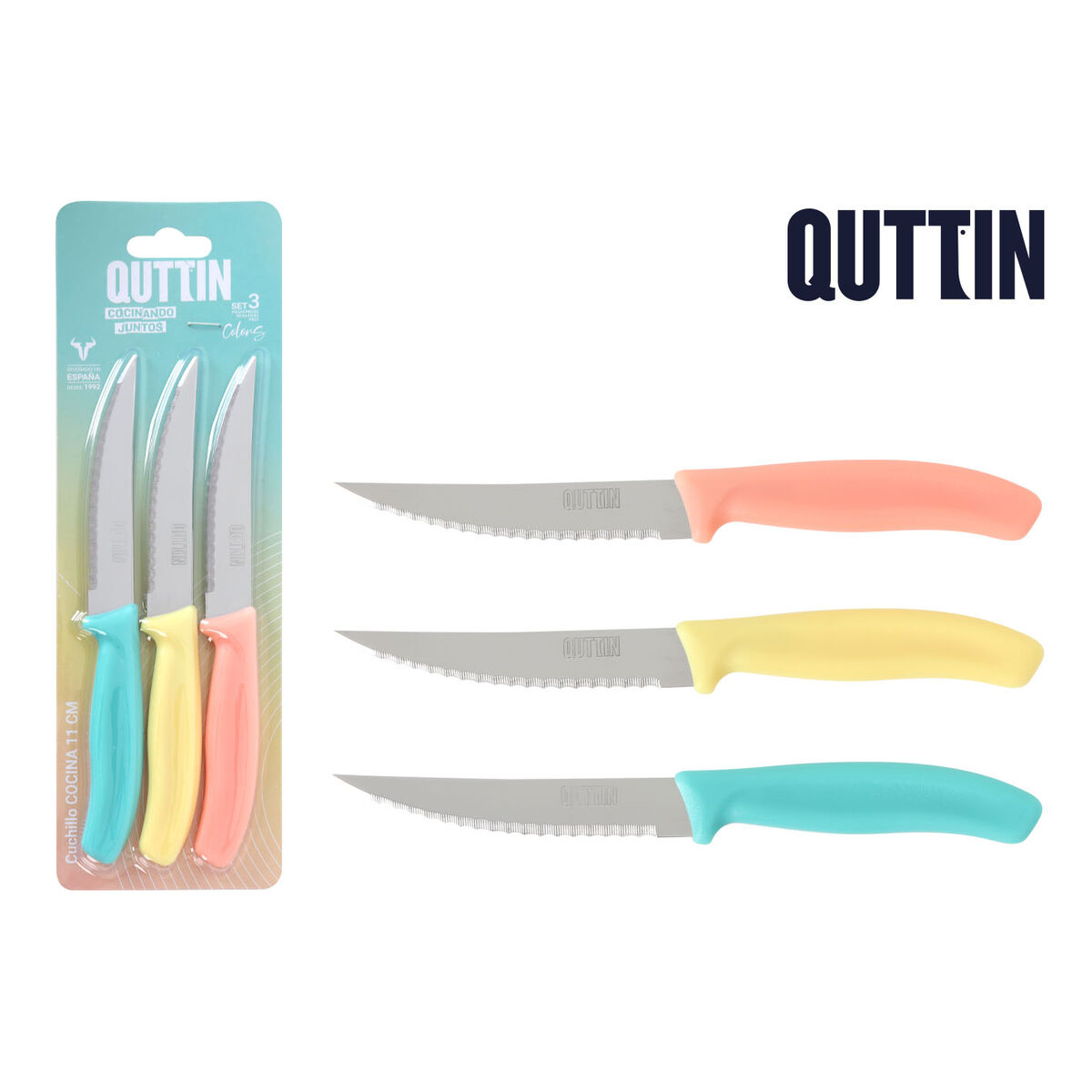 Cuchillo de Cocina Quttin Basic 11 cm 3 Piezas (18 Unidades)