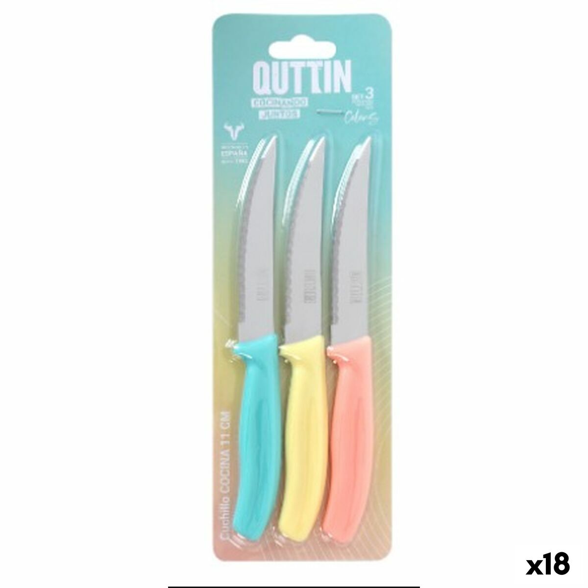 Cuchillo de Cocina Quttin Basic 11 cm 3 Piezas (18 Unidades)