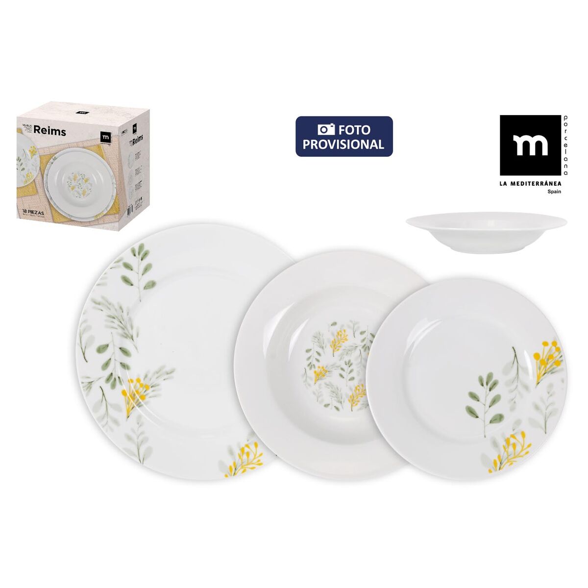 Vajilla La Mediterránea Reims Redonda 18 Piezas (2 Unidades)