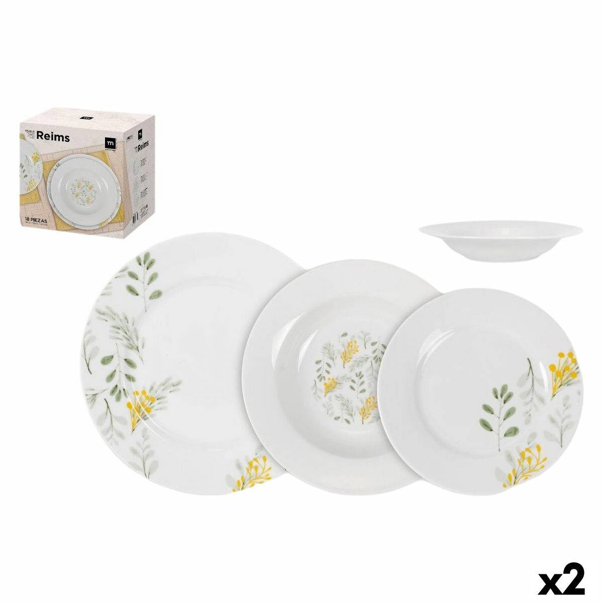Vajilla La Mediterránea Reims Redonda 18 Piezas (2 Unidades)