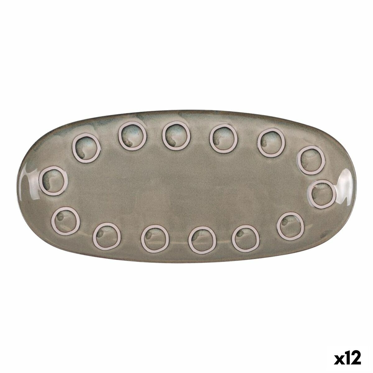 Fuente de Cocina La Mediterránea Almudena Gris Ovalado 33 x 14,8 x 2,7 cm (12 Unidades)