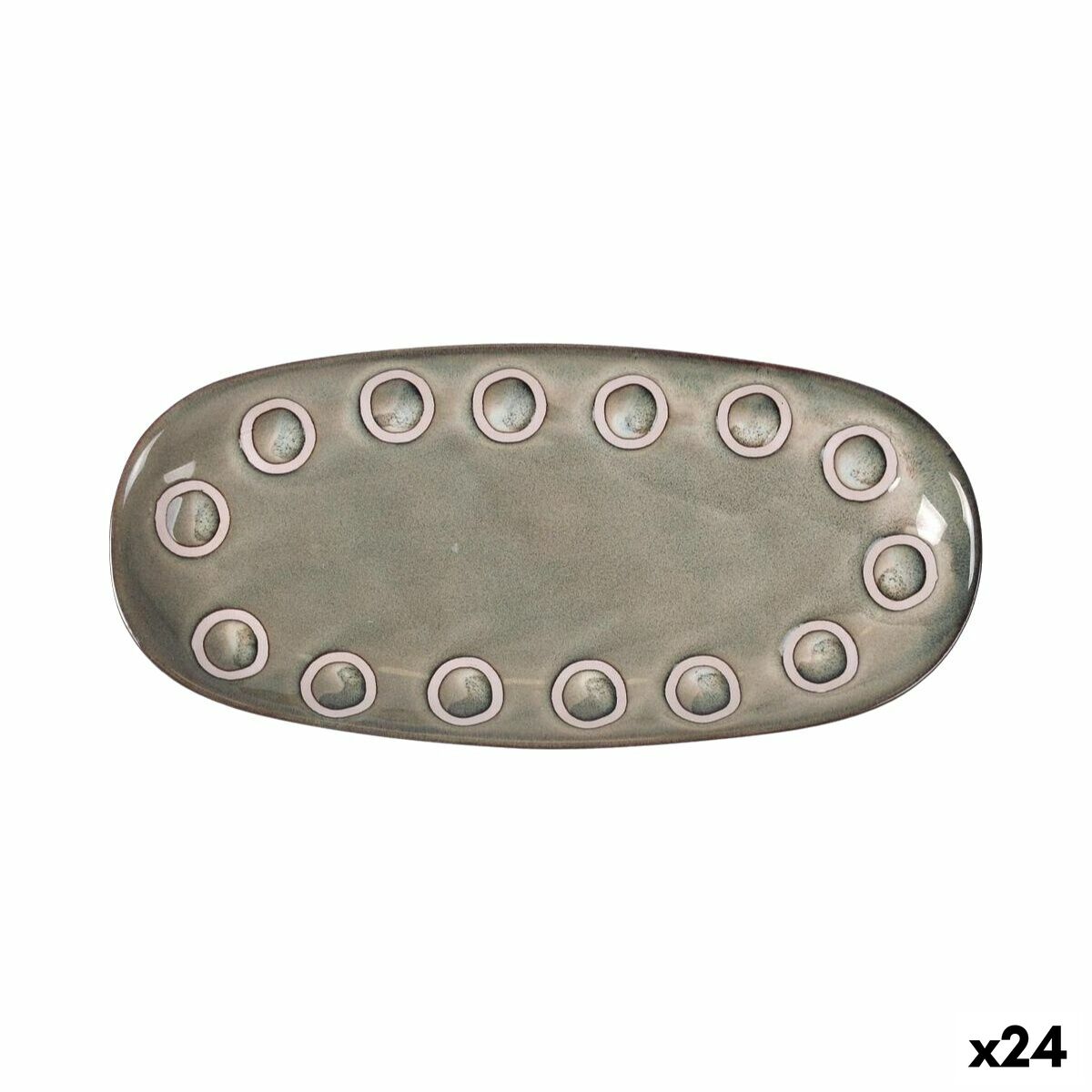 Fuente de Cocina La Mediterránea Almudena Gris Ovalado 25 x 12 x 2,2 cm (24 Unidades)