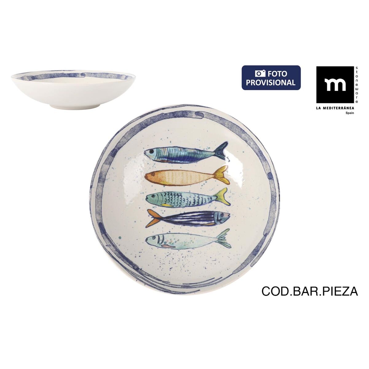 Plato Hondo La Mediterránea Peixe Ø 21 cm (12 Unidades)