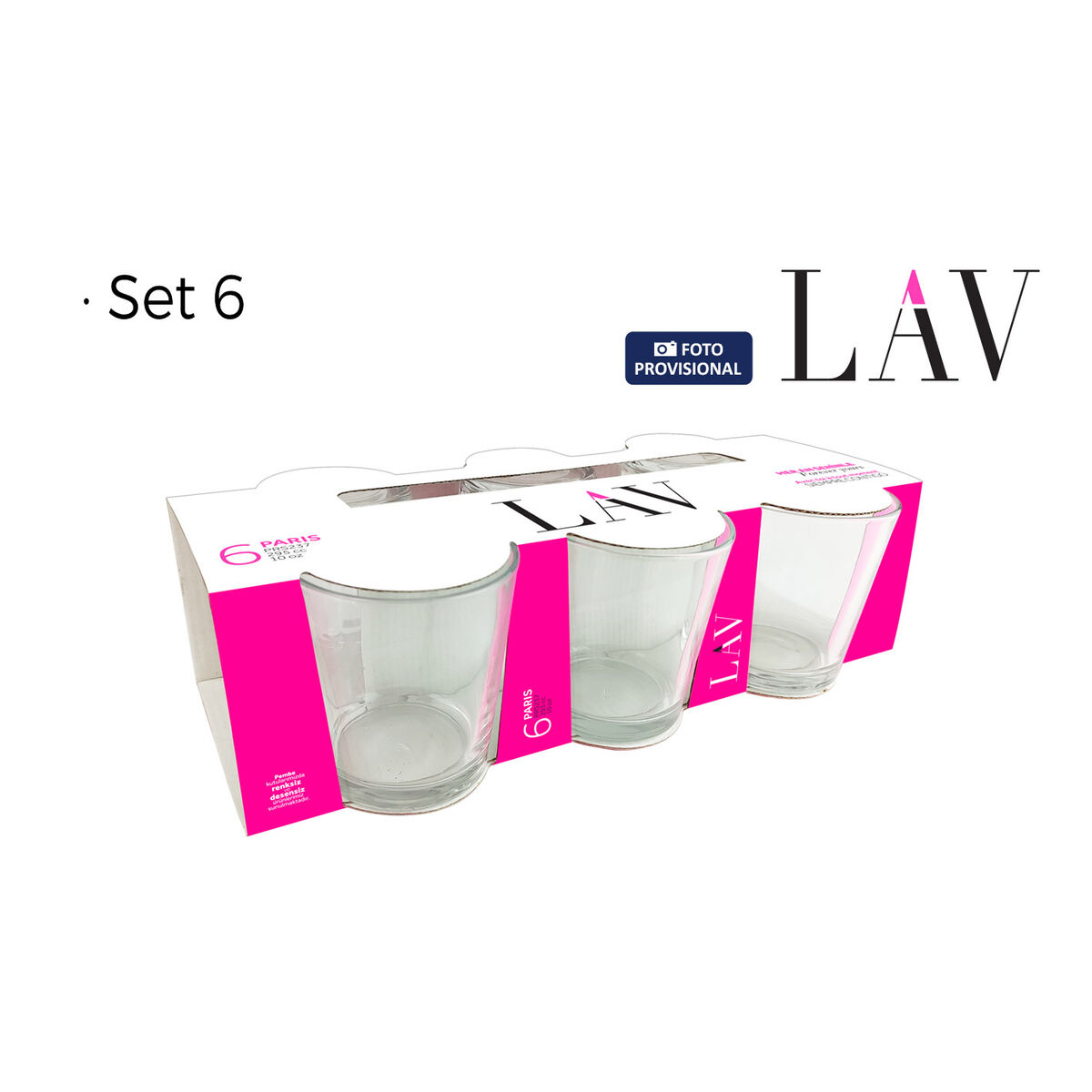 Set de Vasos LAV Paris 6 Piezas (8 Unidades)