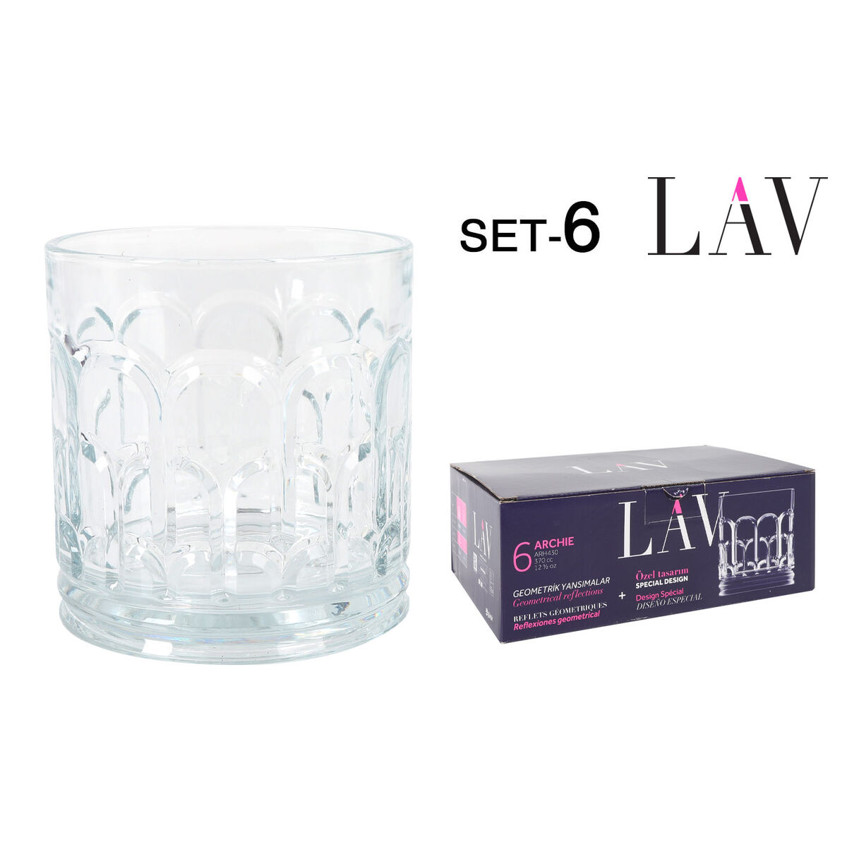 Set de Vasos LAV Archie 0,37 L 6 Piezas (4 Unidades)