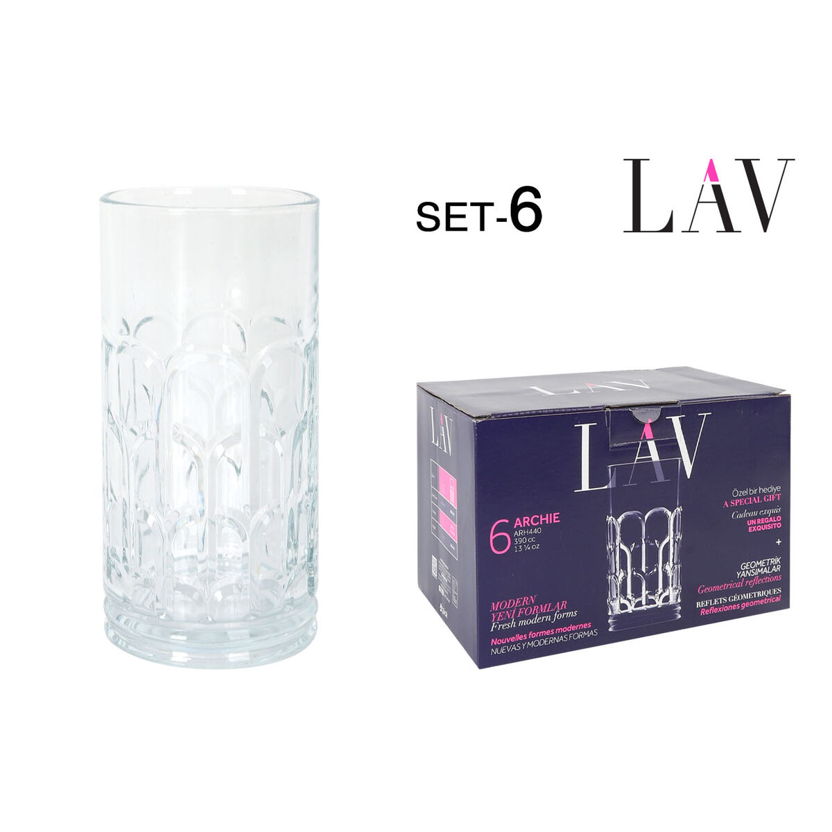 Set de Vasos LAV Archie 0,39 L 6 Piezas (4 Unidades)