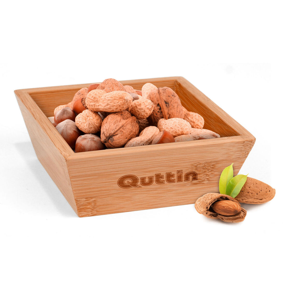 Bol para Aperitivos Quttin Bambú 16 x 16 x 5 cm (12 Unidades)