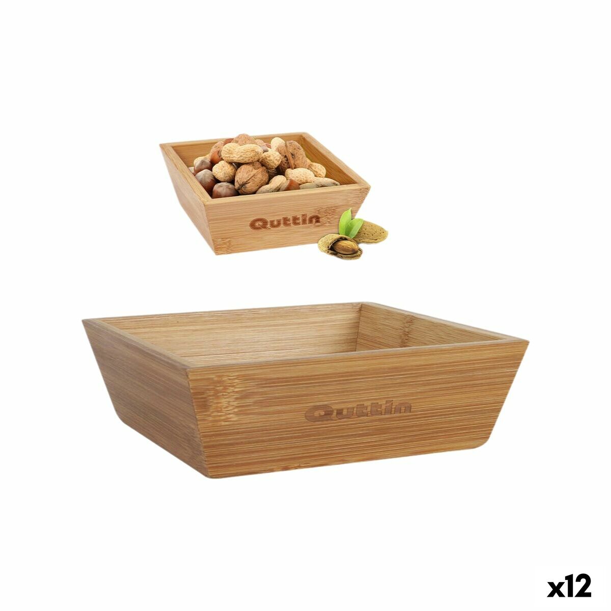 Bol para Aperitivos Quttin Bambú 16 x 16 x 5 cm (12 Unidades)