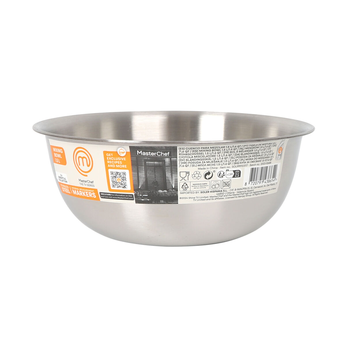 Cuenco MasterChef Acero Inoxidable 1,2 L 19 x 7,5 cm (24 Unidades)