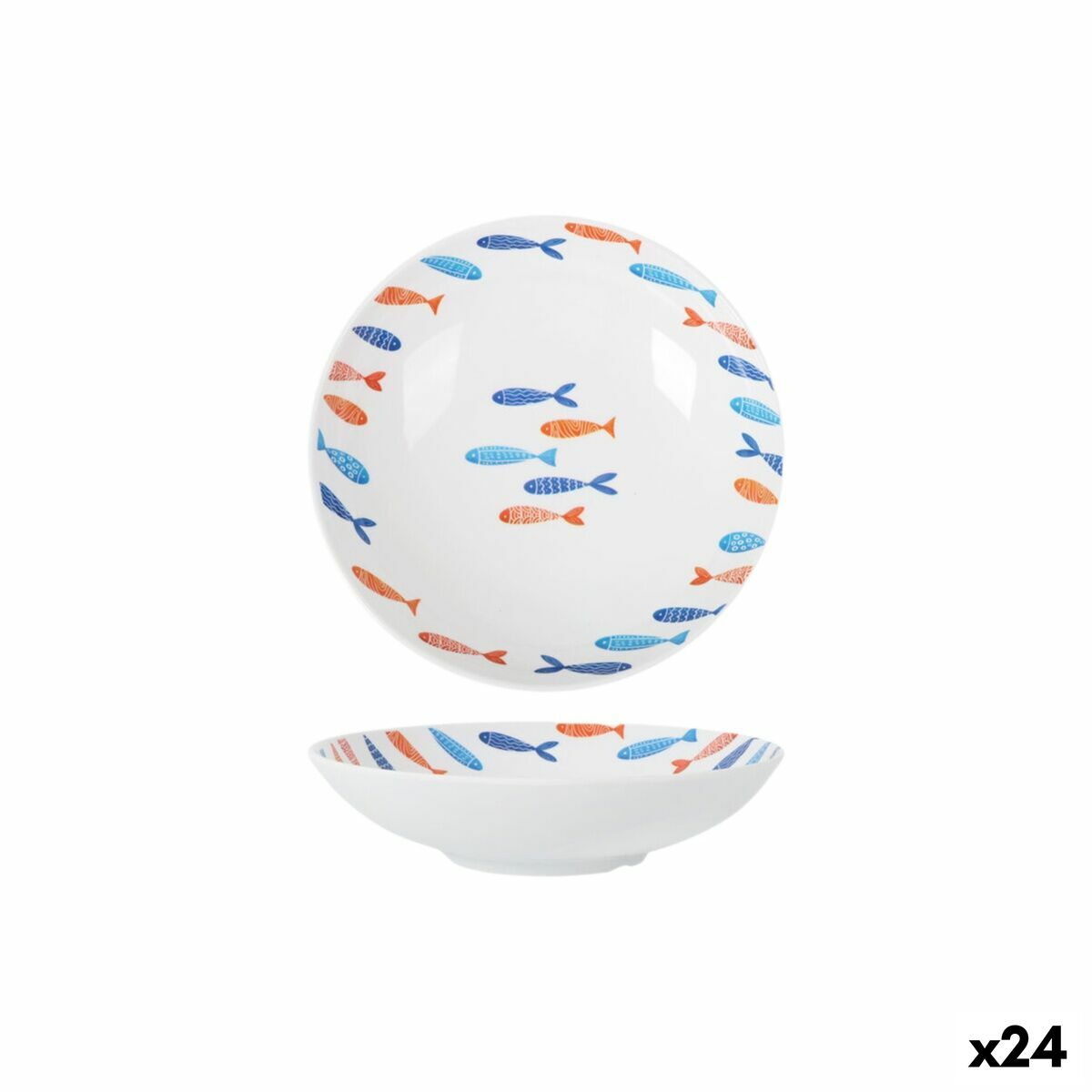 Plato Hondo La Mediterránea Peces 21 x 5,3 cm (24 Unidades)