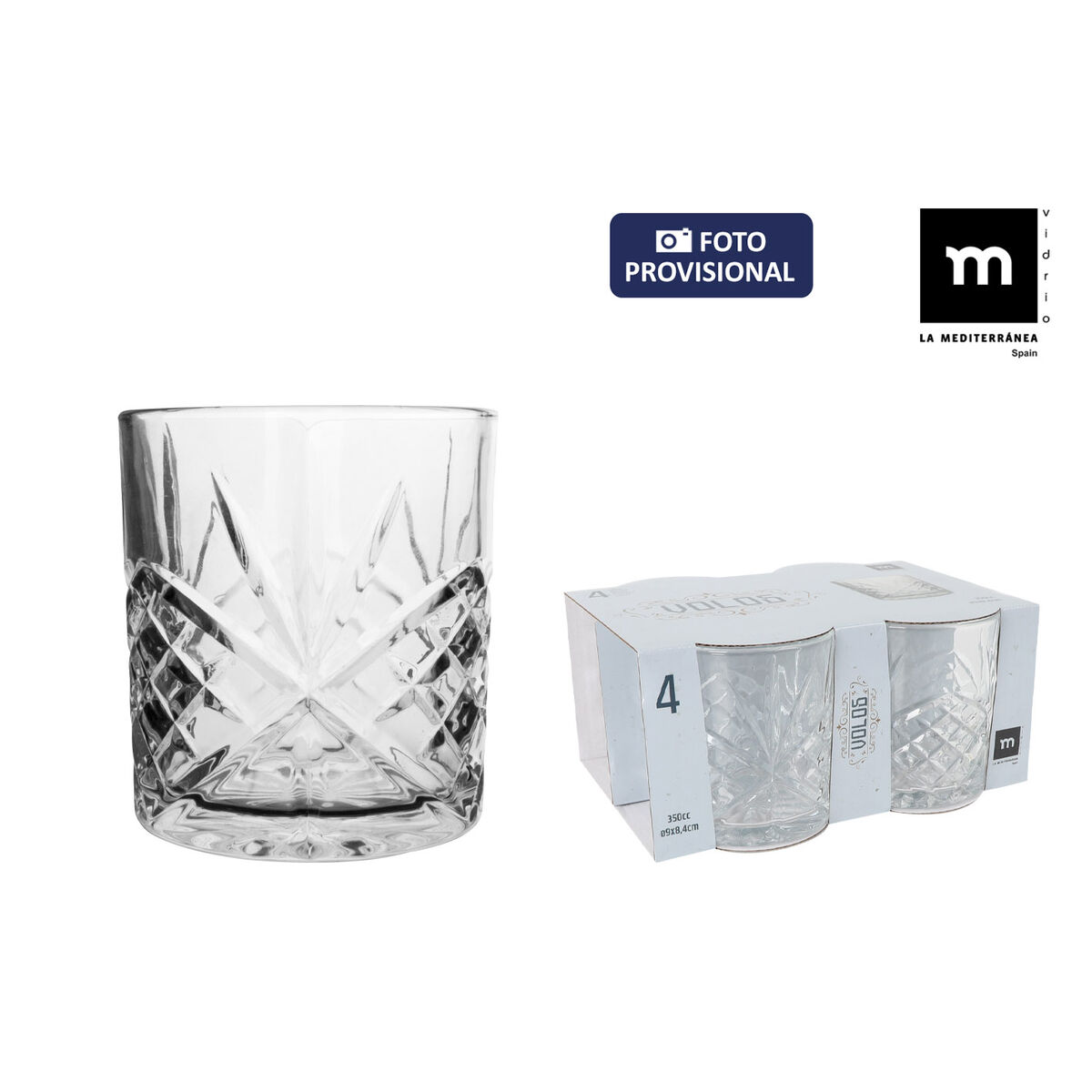 Set de Vasos La Mediterránea Volos 4 Piezas (12 Unidades)