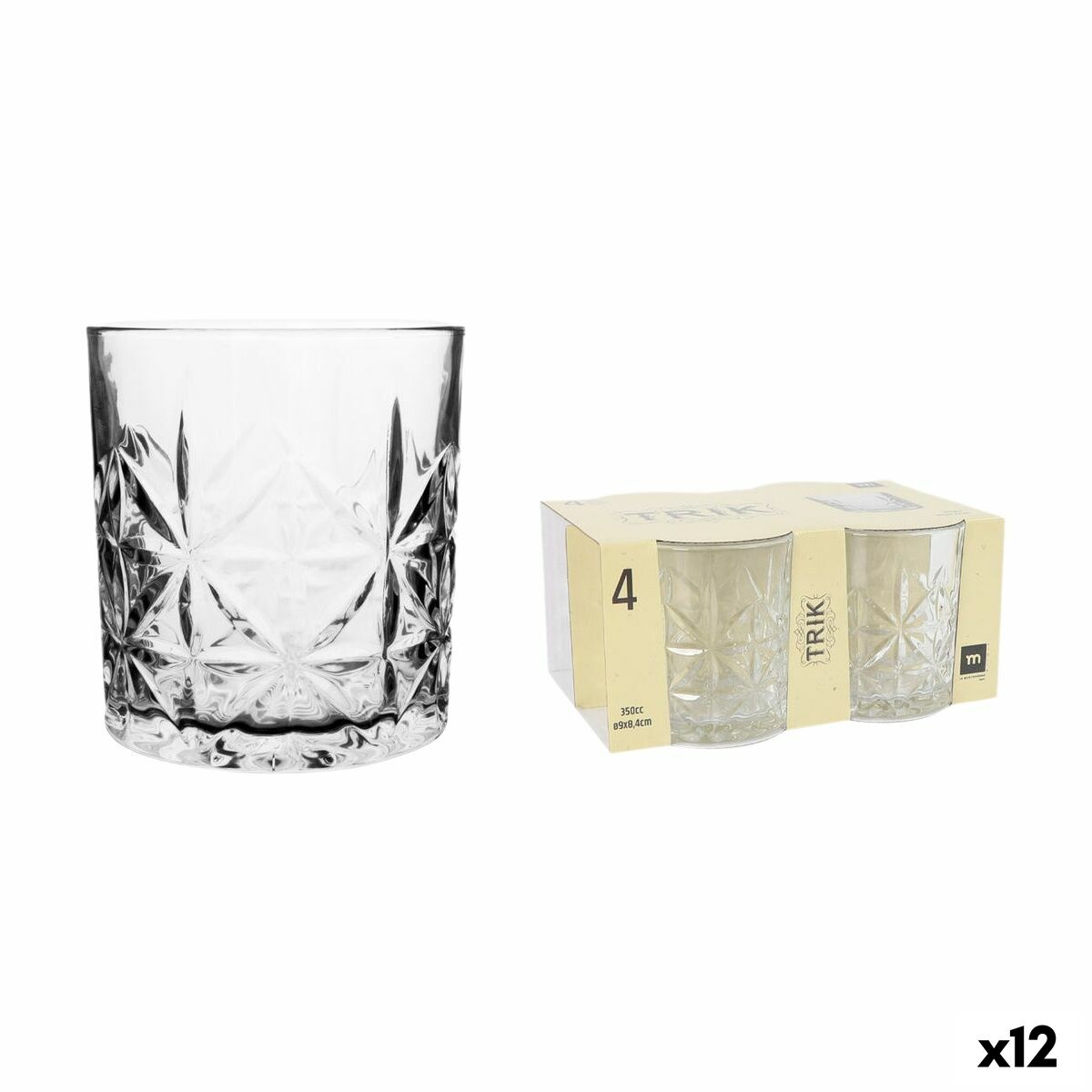 Set de Vasos La Mediterránea Trik 4 Piezas (12 Unidades)