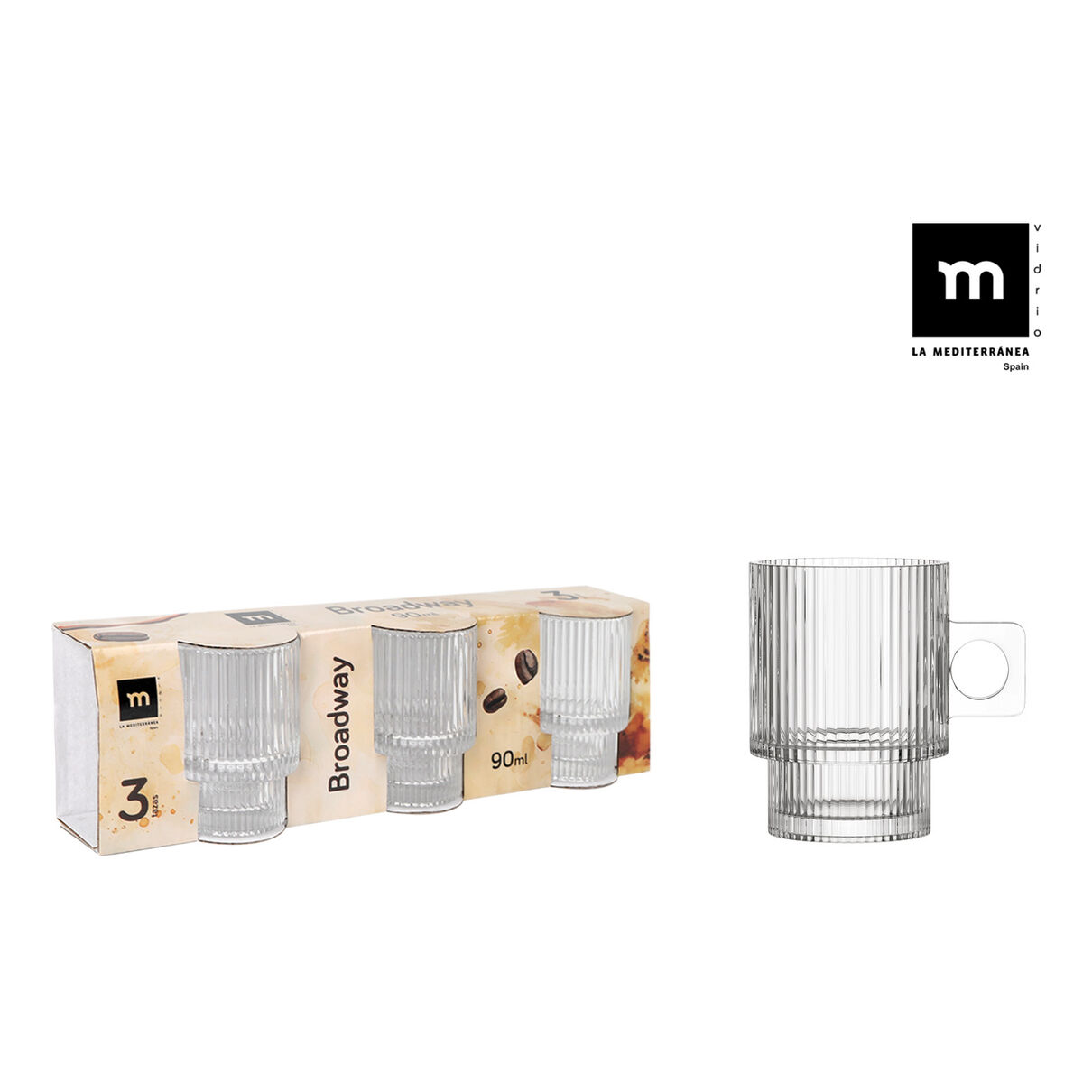 Juego de Tazas de Café La Mediterránea Broadway 3 Piezas (24 Unidades)