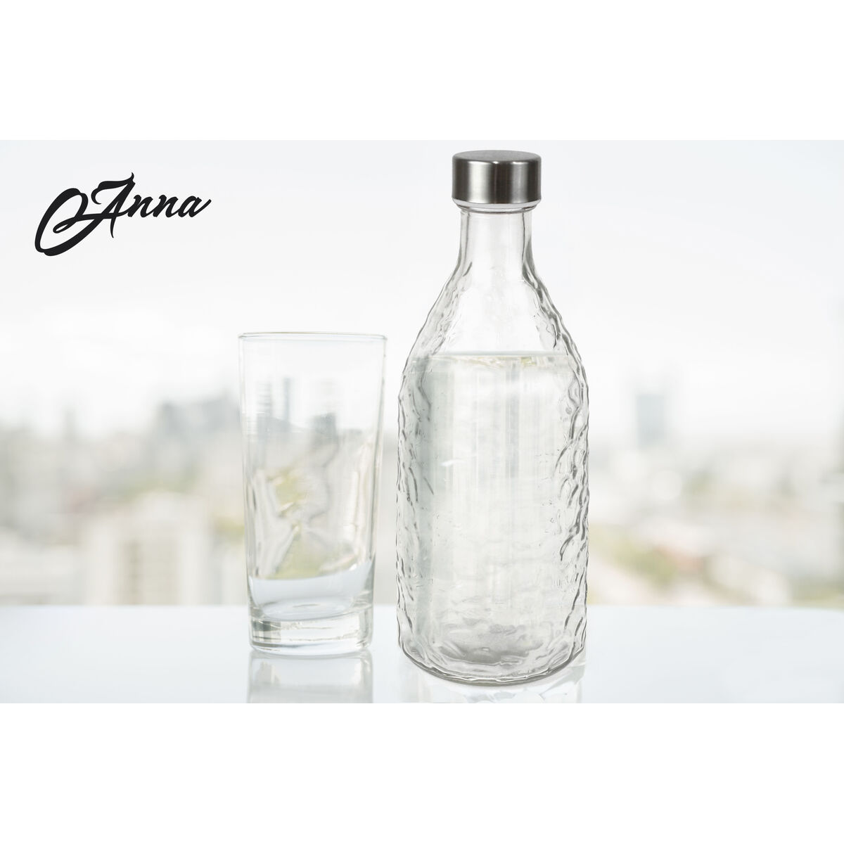 Botella de Cristal La Mediterránea Metal Vidrio 1 L (12 Unidades)