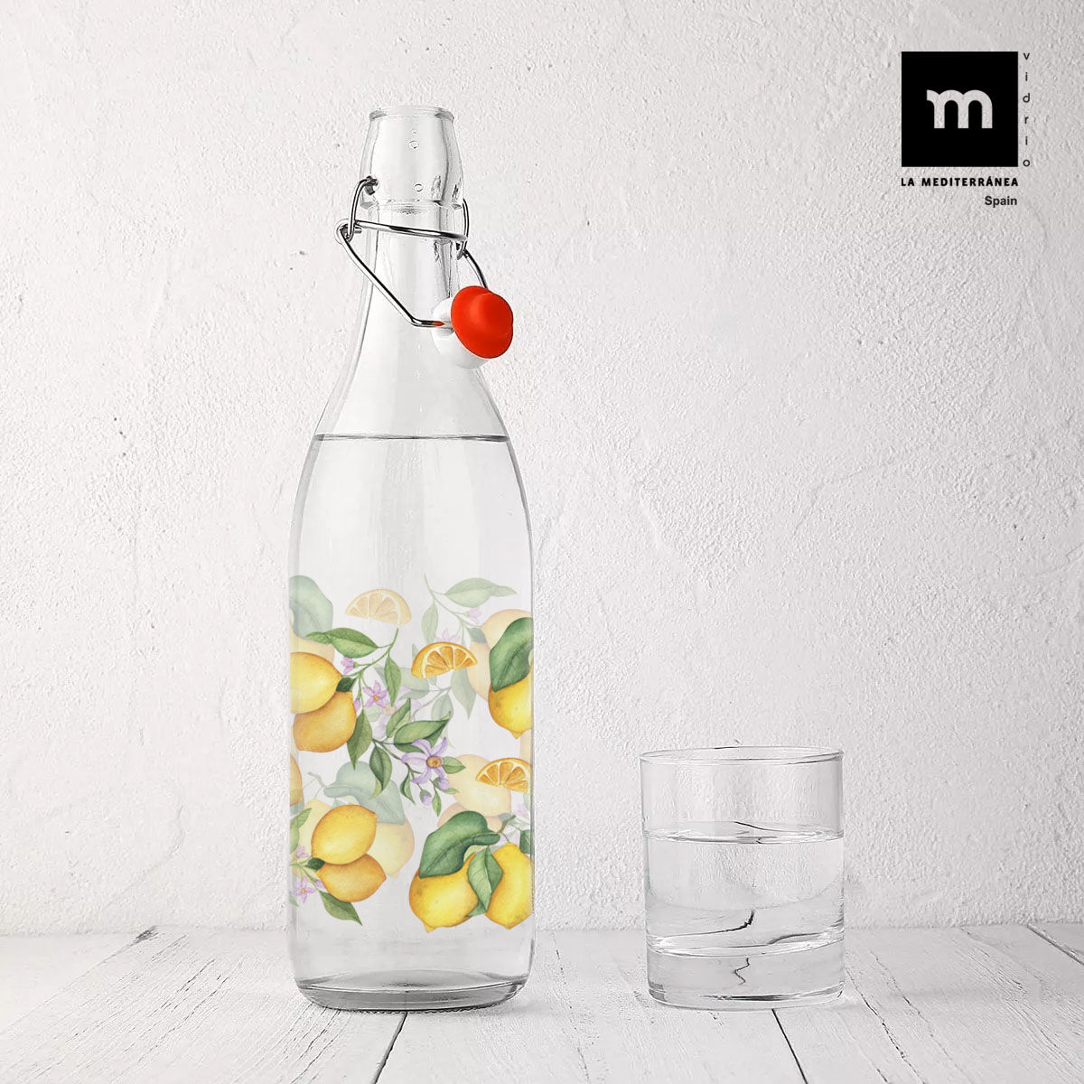 Botella de Cristal La Mediterránea Vidrio 1 L (12 Unidades)