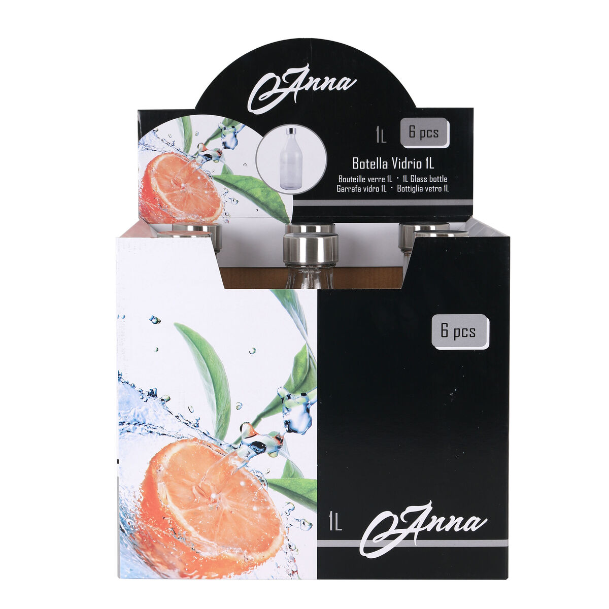 Botella de Cristal La Mediterránea Metal Vidrio 1 L (6 Unidades)