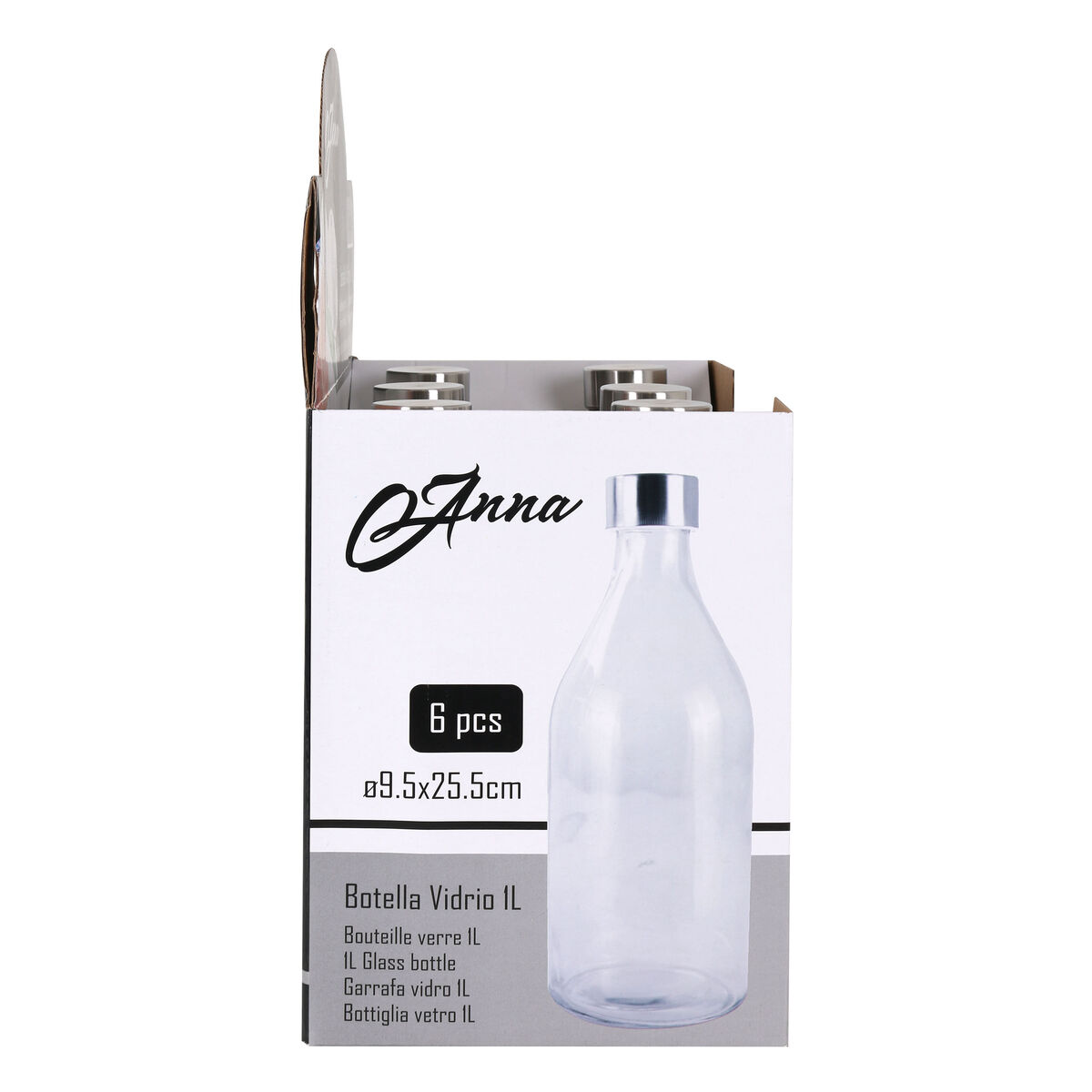Botella de Cristal La Mediterránea Metal Vidrio 1 L (6 Unidades)