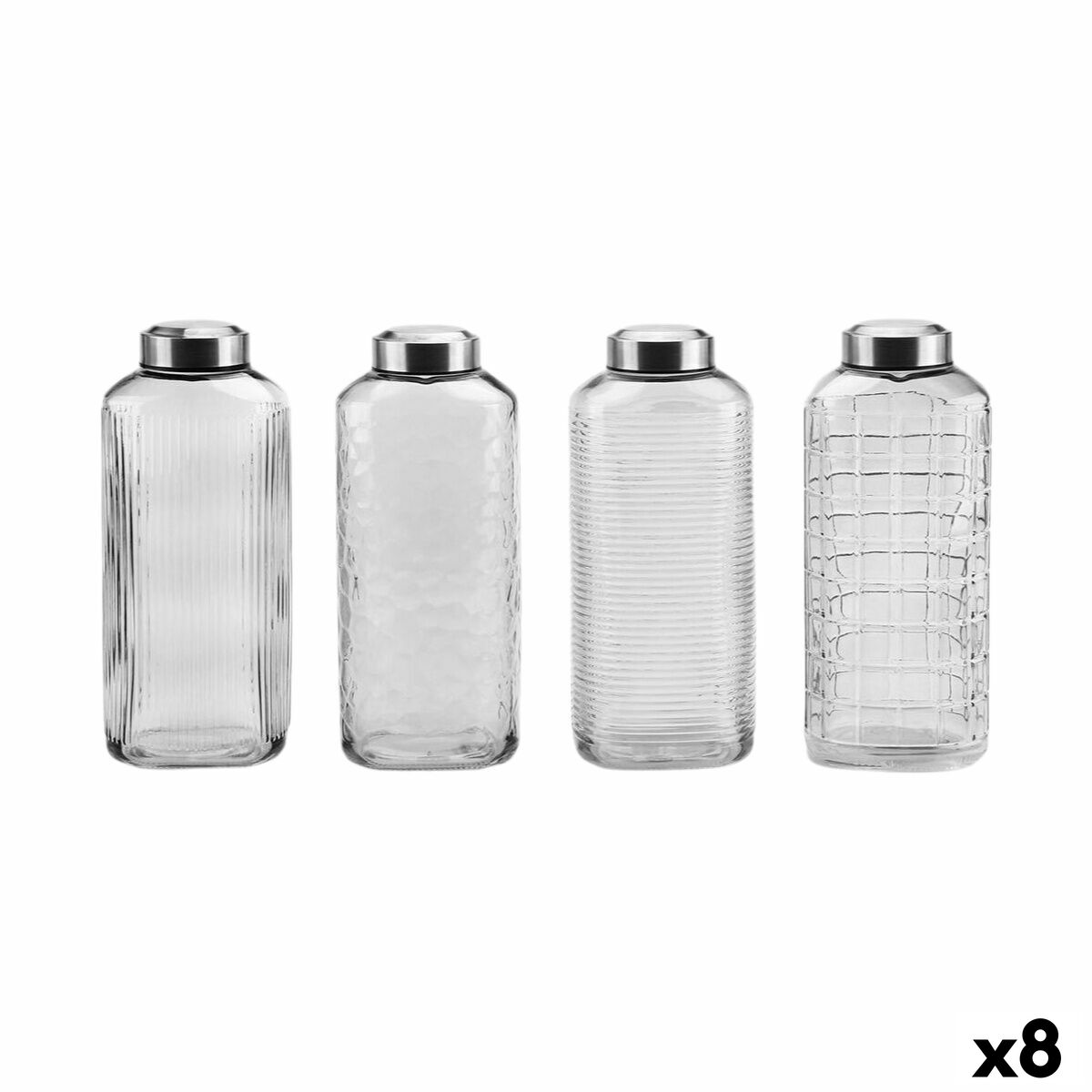 Botella de Cristal La Mediterránea Vidrio Acero 1,8 L (8 Unidades)