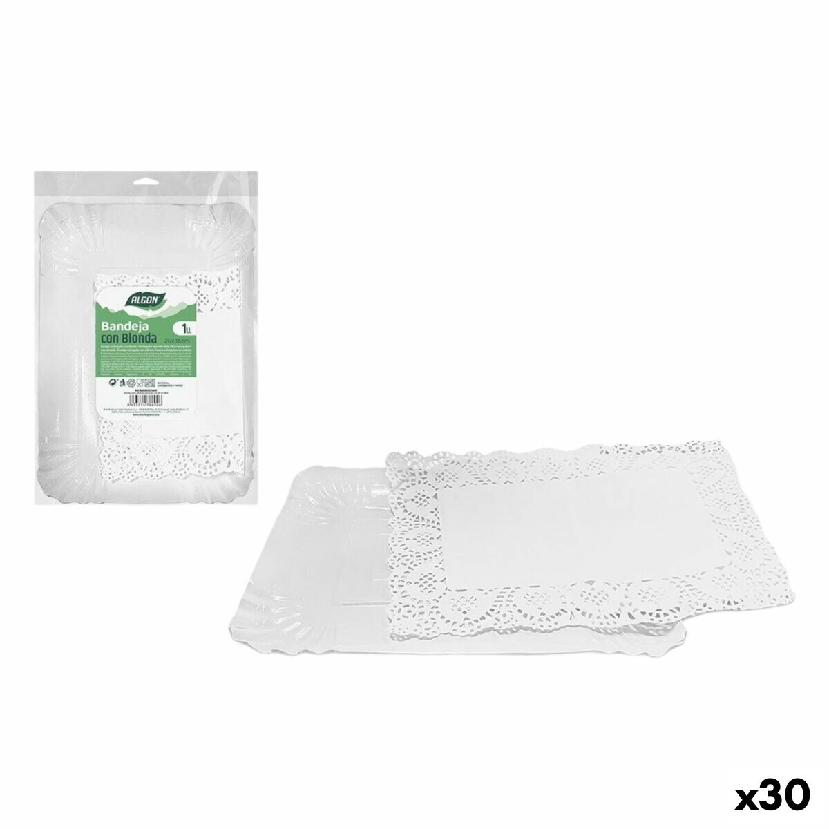 Bandeja de Aperitivos Algon Rectangular 26 x 36 cm (30 unidades)