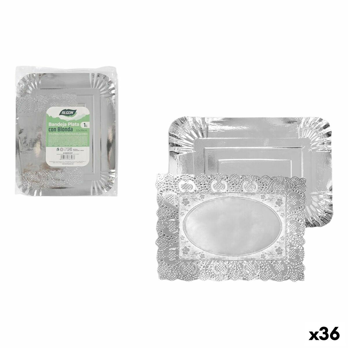 Bandeja de Aperitivos Algon Rectangular 32 x 39 cm (36 Unidades)