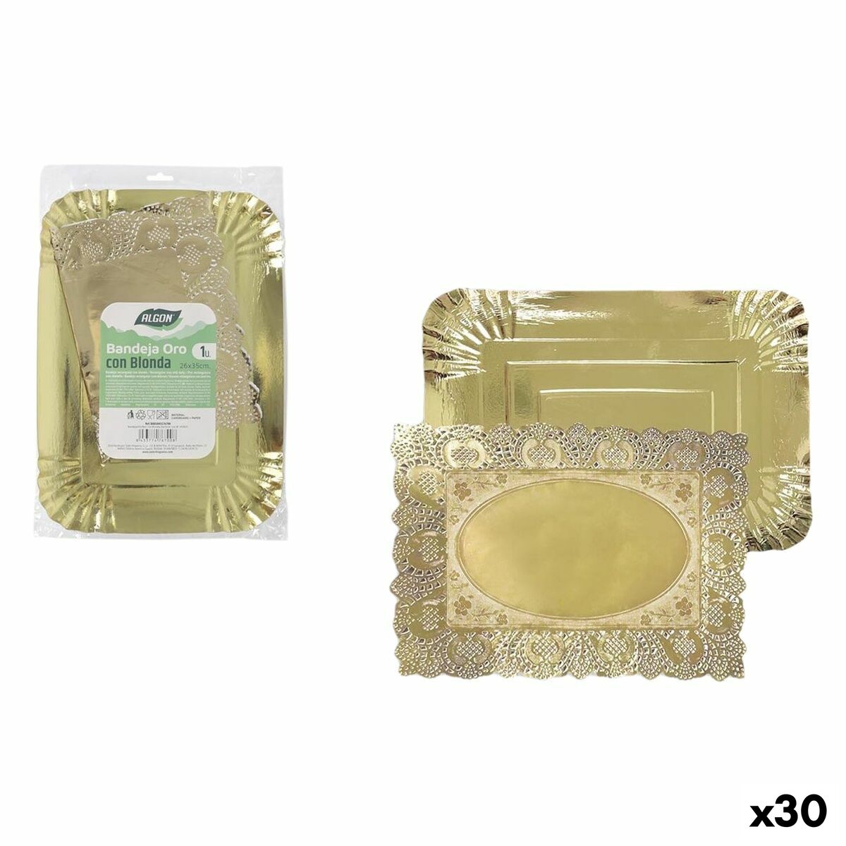 Bandeja de Aperitivos Algon Rectangular 26 x 35 cm (30 unidades)