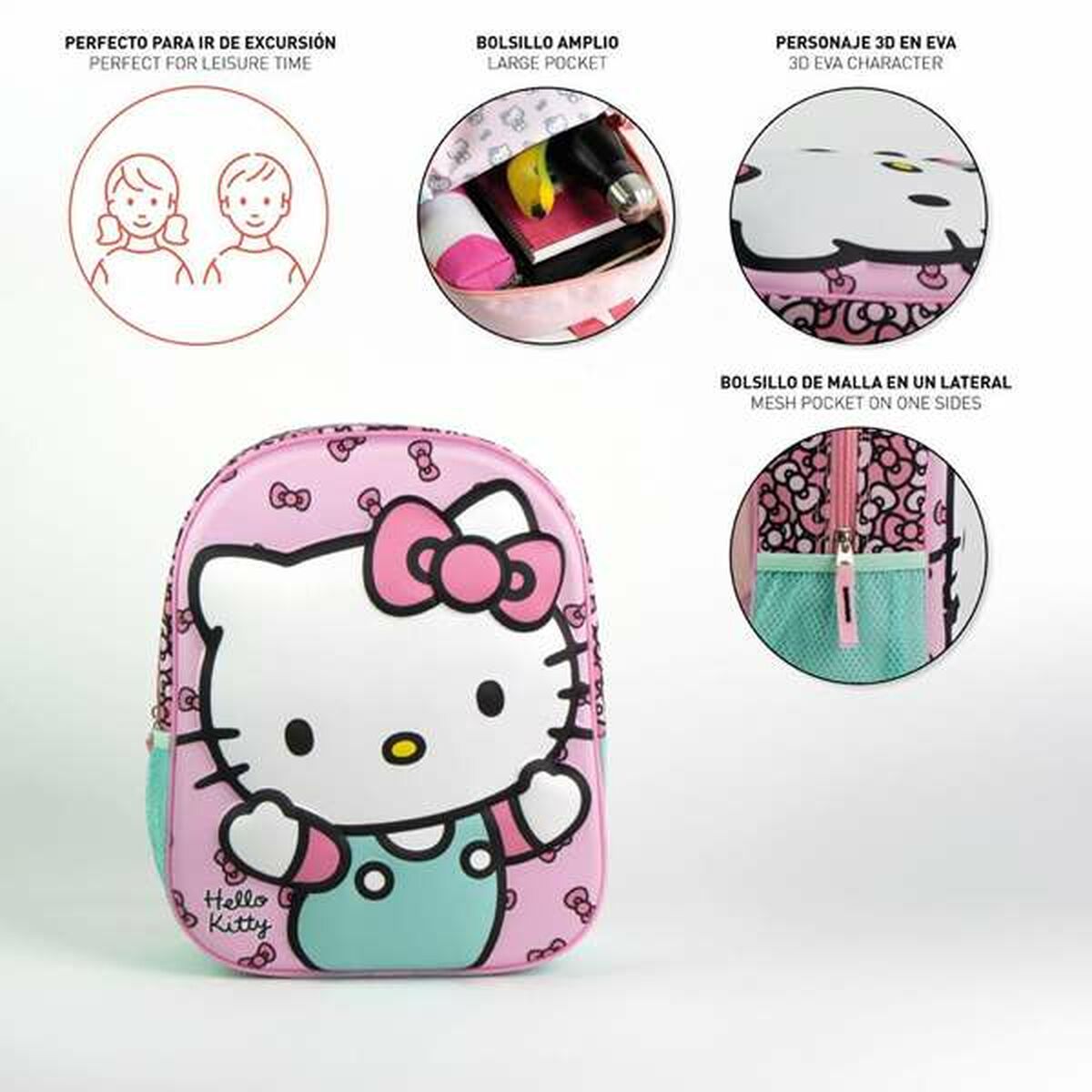 Mochila Escolar Hello Kitty Rosa 25,0 x 31,0 x 10,0 cm