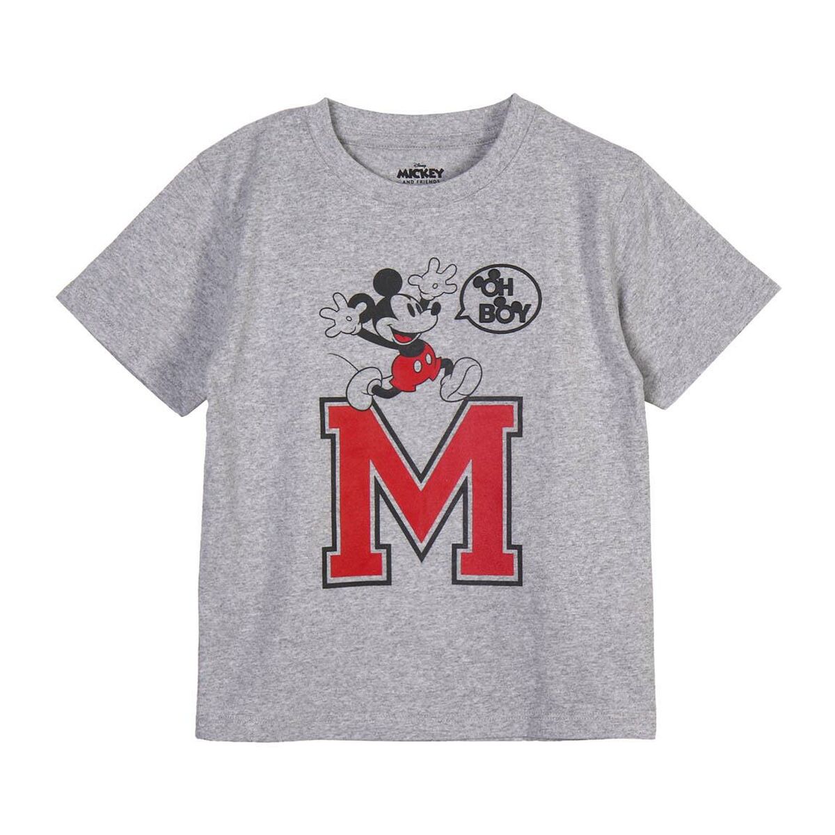 Camiseta de Manga Corta Infantil Mickey Mouse Gris 4 Años