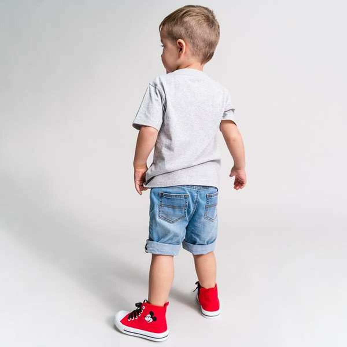 Camiseta de Manga Corta Infantil Mickey Mouse Gris 4 Años