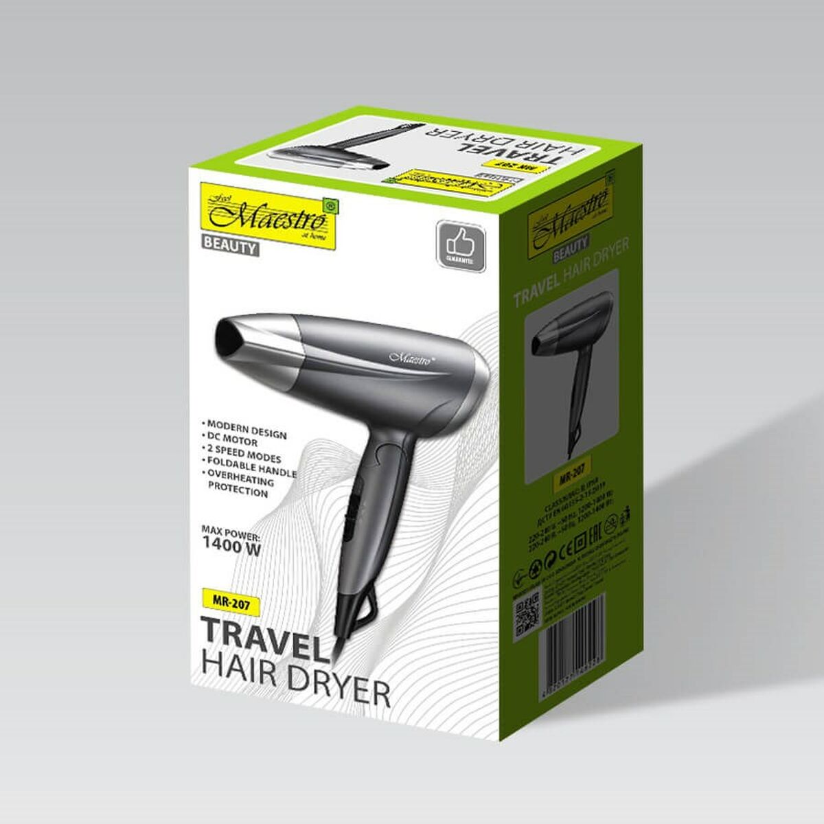 Secador de Pelo Feel Maestro MR-207 Grafito Plateado 1400 W