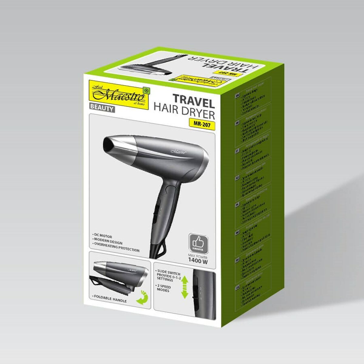 Secador de Pelo Feel Maestro MR-207 Grafito Plateado 1400 W