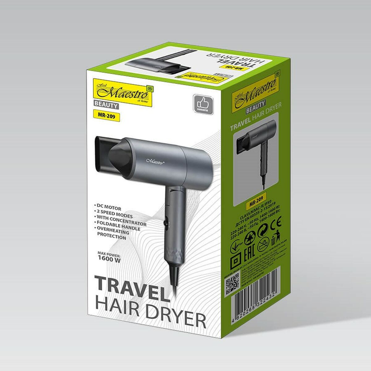 Secador de Pelo Feel Maestro MR-209 Negro Grafito 1600 W