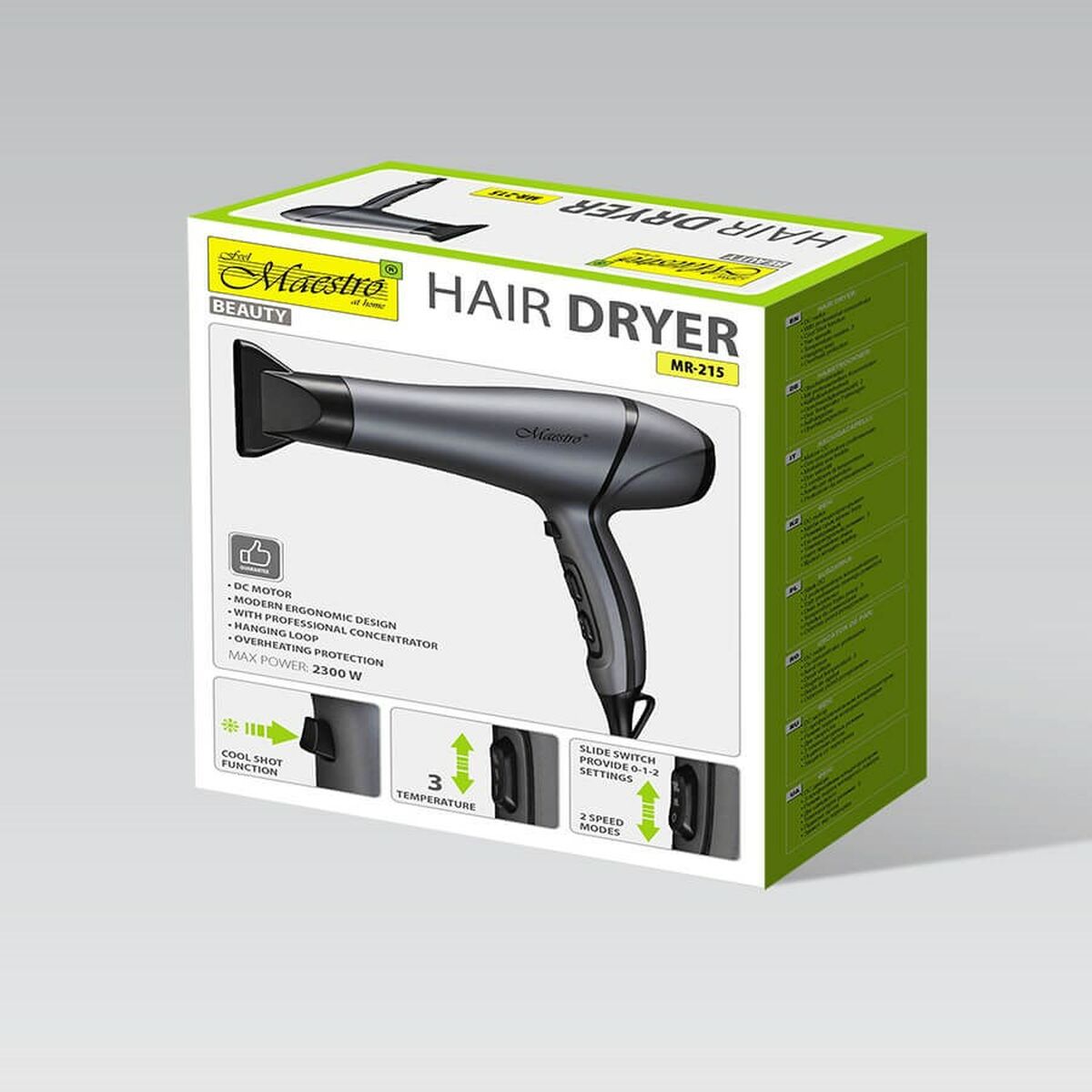 Secador de Pelo Feel Maestro MR-215 Negro Grafito 2300 W
