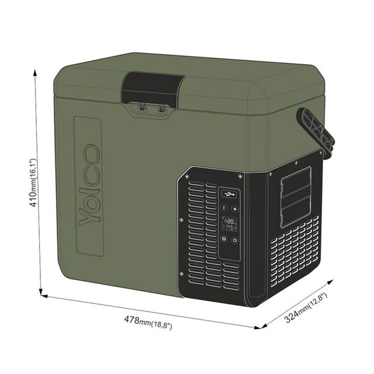 Mini Nevera Yolco ET18 Verde 45 W 17 L