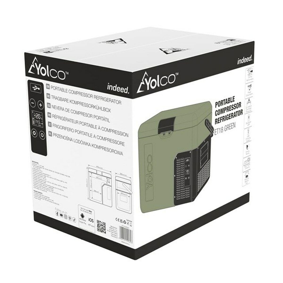 Mini Nevera Yolco ET18 Verde 45 W 17 L